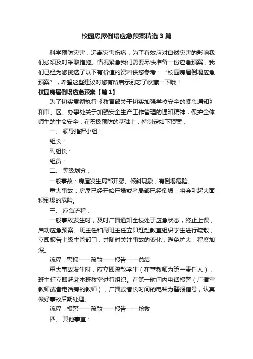 校园房屋倒塌应急预案精选3篇