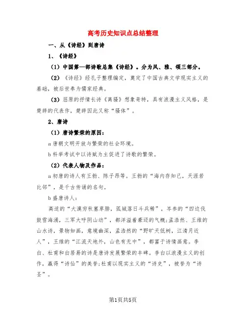 高考历史知识点总结整理