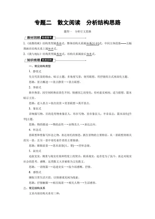 2025届高考一轮总复习语文 专题二 散文阅读 分析结构思路