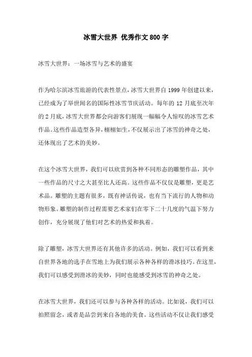 冰雪大世界 优秀作文800字