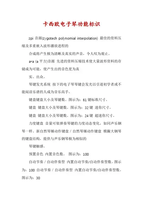 卡西欧电子琴功能标识