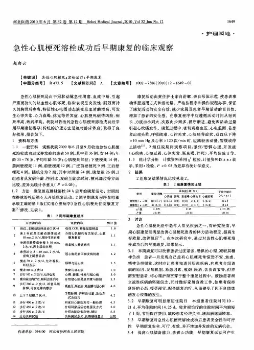 急性心肌梗死溶栓成功后早期康复的临床观察