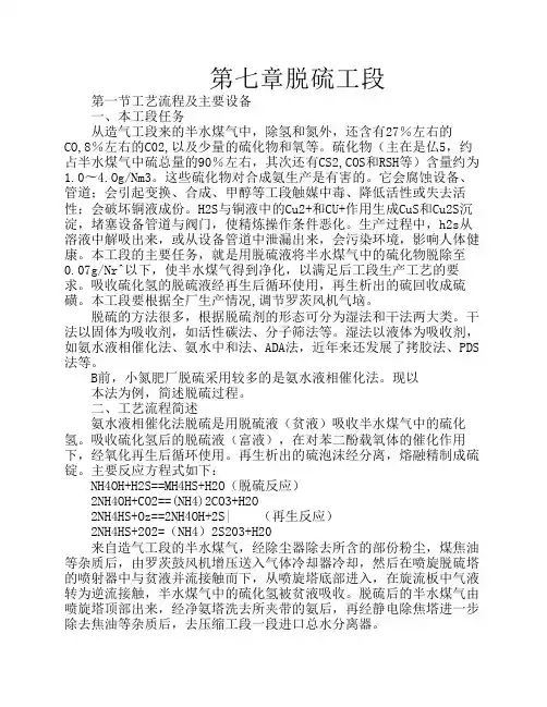 合成氨生产工艺脱硫
