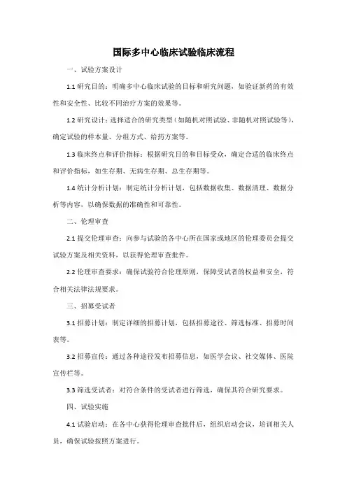 国际多中心临床试验临床流程