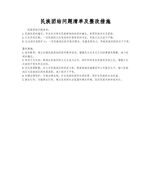 民族团结问题清单及整改措施