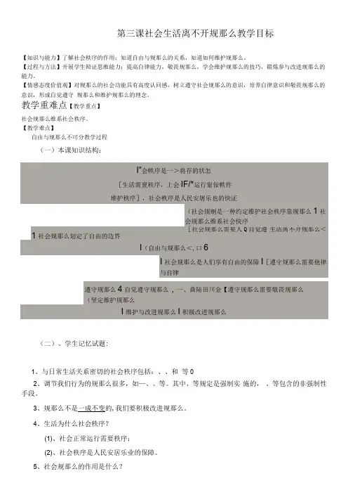 初中道德与法治人教八年级上册遵守社会规则第三课 社会生活离不开规则