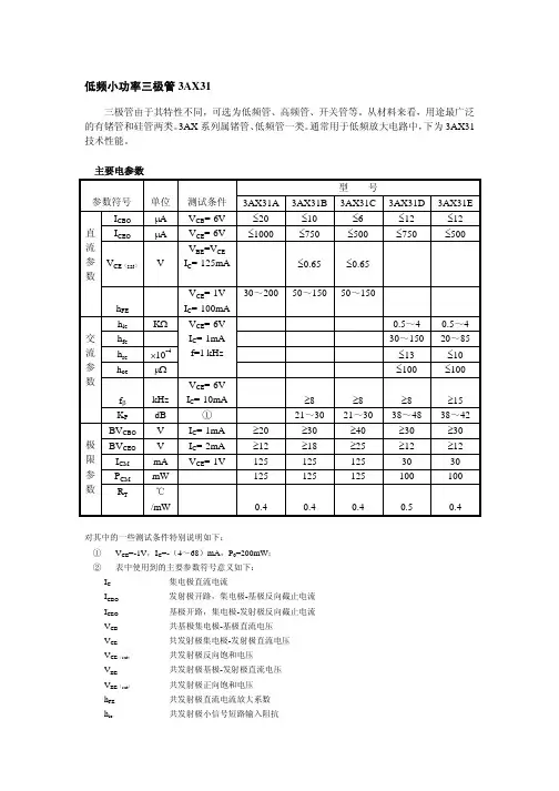 低频小功率三极管3AX31