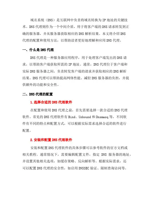 域名系统中的DNS代理如何配置与使用