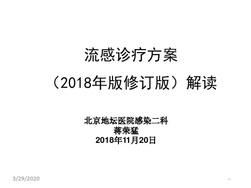 流感诊疗方案(2018年版修订版)解读PPT参考幻灯片