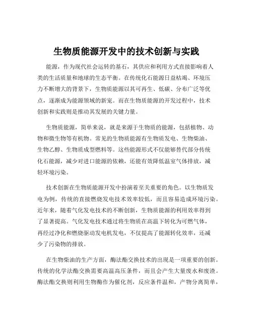 生物质能源开发中的技术创新与实践