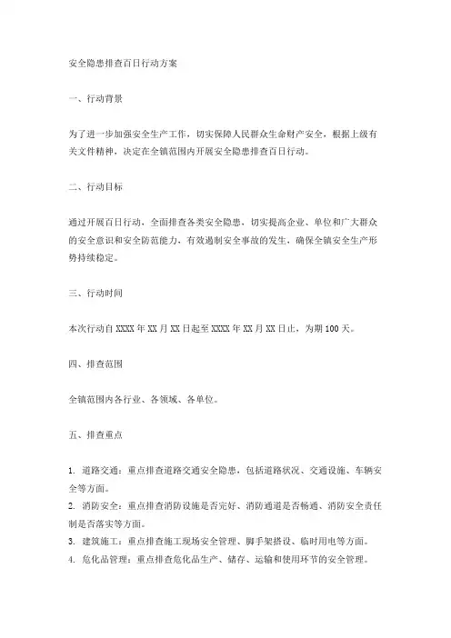 安全隐患排查百日行动方案