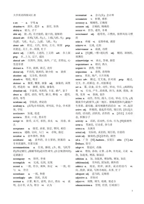 大学英语四级词汇表