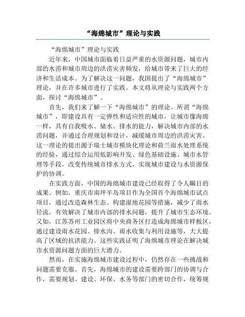 “海绵城市”理论与实践