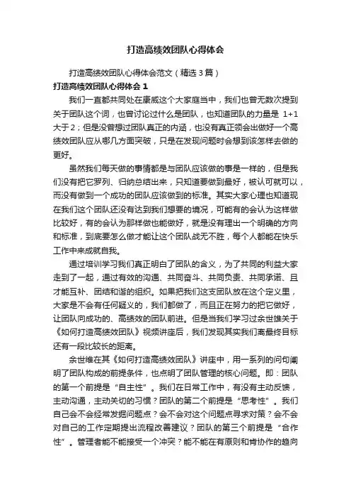 打造高绩效团队心得体会范文（精选3篇）