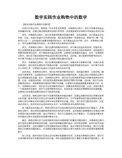 数学实践作业购物中的数学