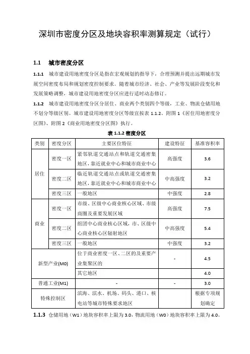 深圳市密度分区及地块容积率测算规定(征求意见稿)20151022