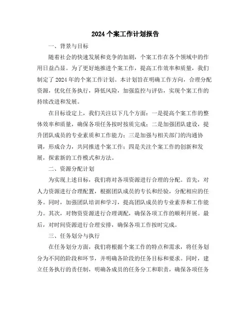 2024个案工作计划报告