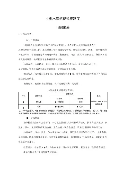 小型水库巡视检查制度