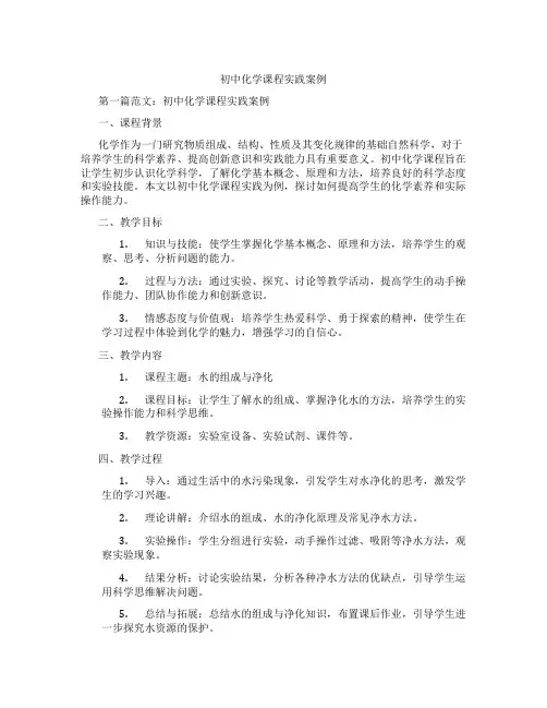 初中化学课程实践案例(含学习方法技巧、例题示范教学方法)