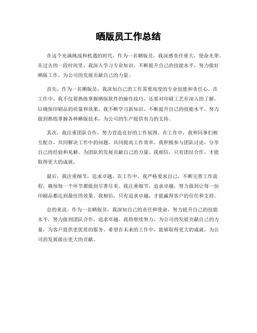 晒版员工作总结
