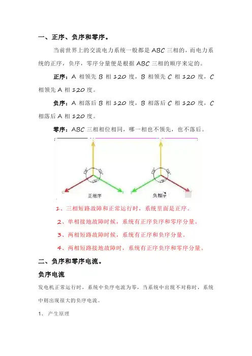 零序电流正序电流负序电流是怎么产生的？