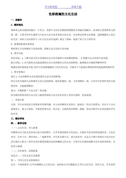 色彩斑斓的文化生活说课稿