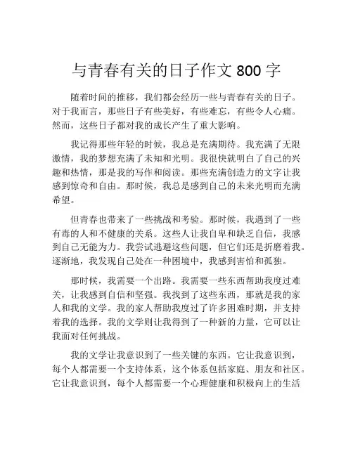 与青春有关的日子作文800字