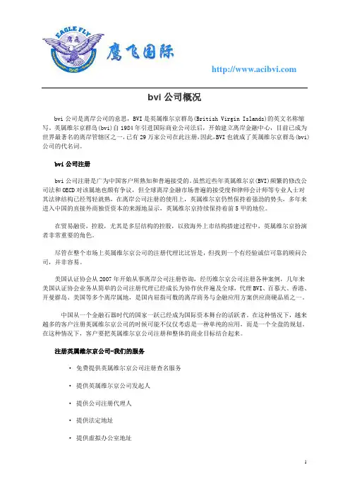 bvi公司概况