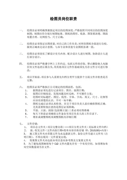 绘图员岗位职责
