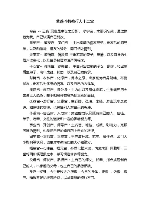紫薇斗数修行人十二宫