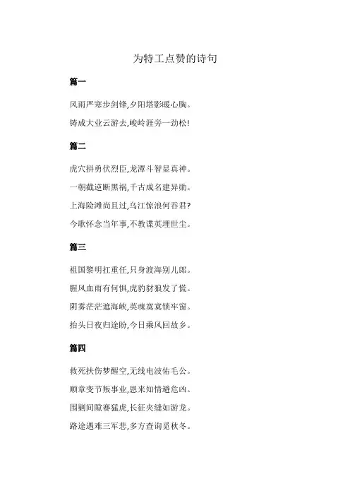为特工点赞的诗句