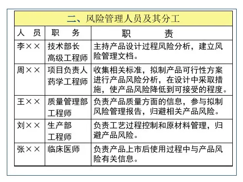 医疗器械产品风险管理报告案例