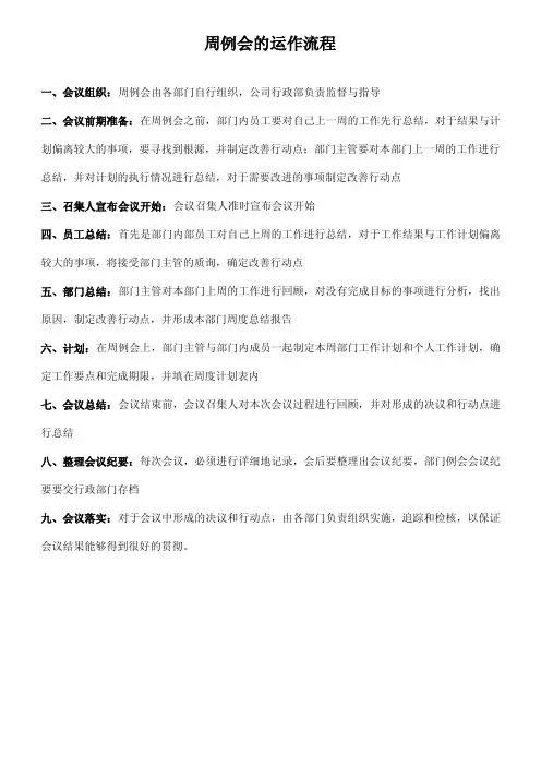 周、月度例会流程及注意事项