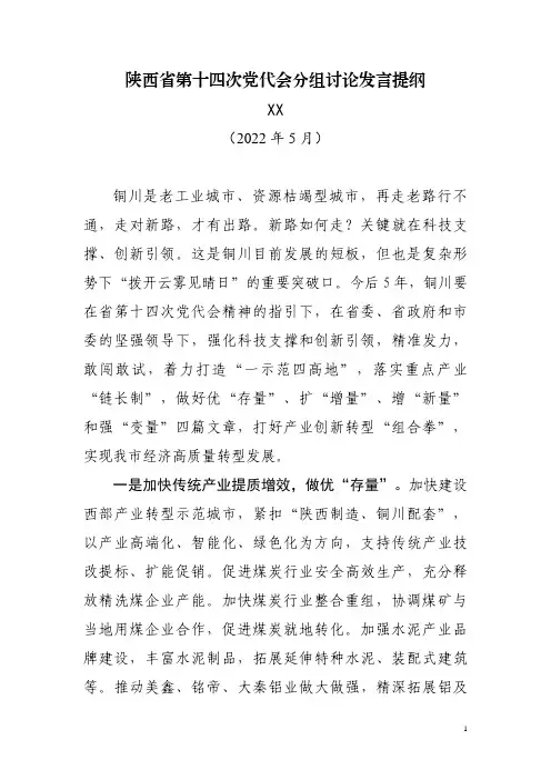 省十四次党代会分组讨论市长发言(中间部分)