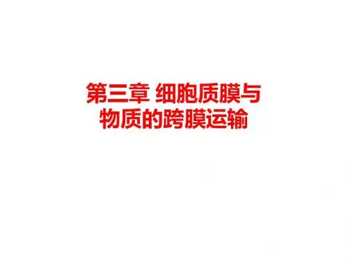第3章细胞质膜与物质的跨膜运输