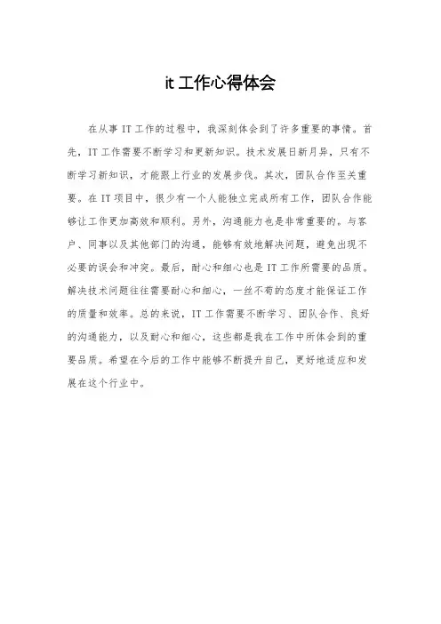 it工作心得体会