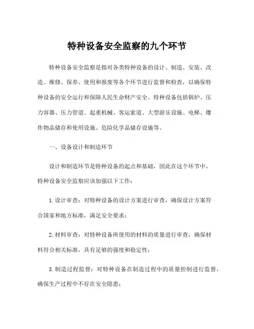 特种设备安全监察的九个环节