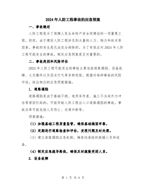 2024年人防工程事故的应急预案