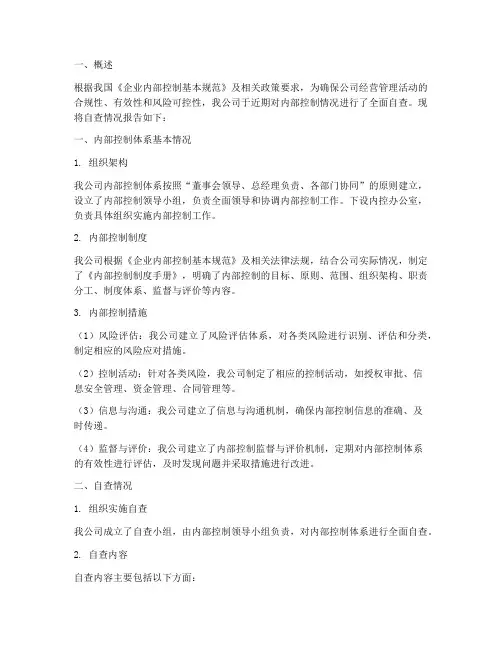 内部控制情况报告