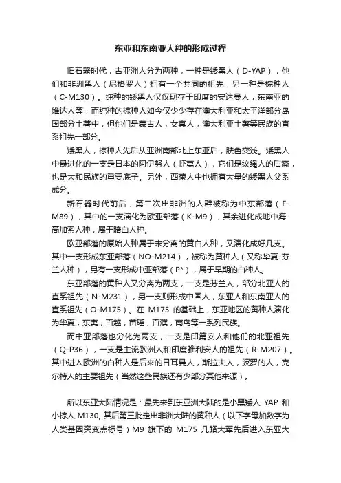 东亚和东南亚人种的形成过程