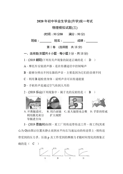 2020年初中毕业生学业(升学)统一考试  物理模拟试题(2) (2)