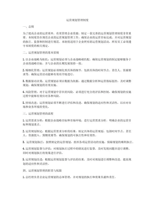 运营规划管理制度