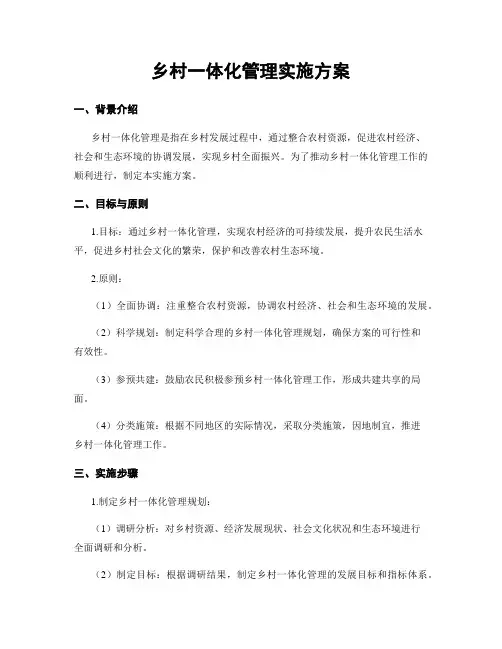乡村一体化管理实施方案