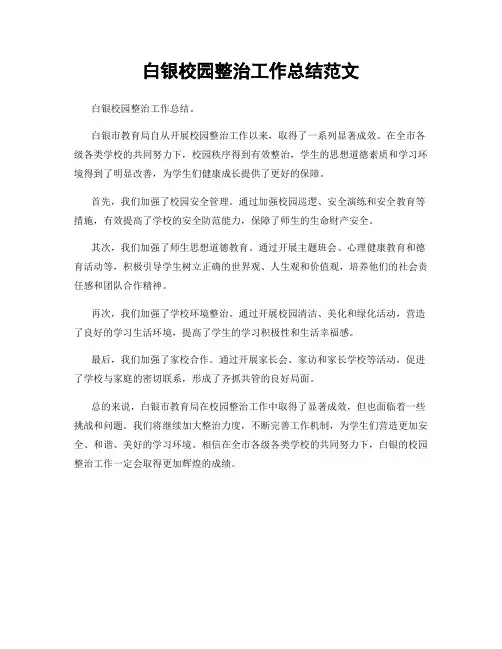 白银校园整治工作总结范文