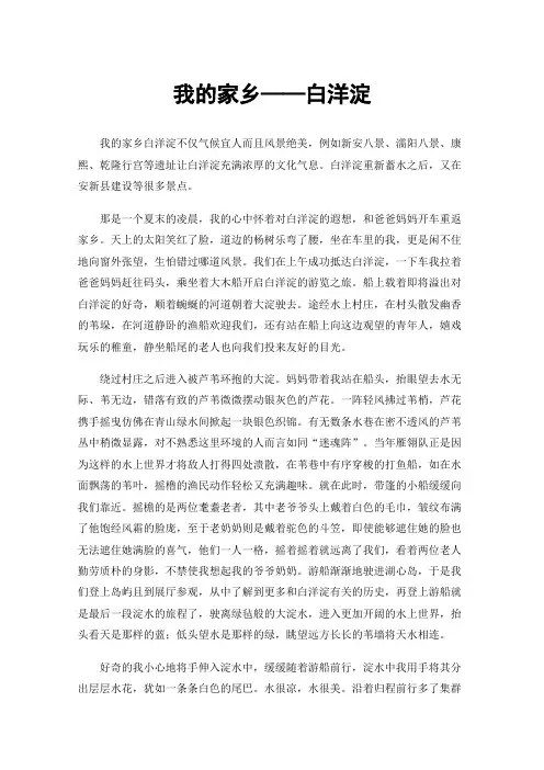 我的家乡——白洋淀