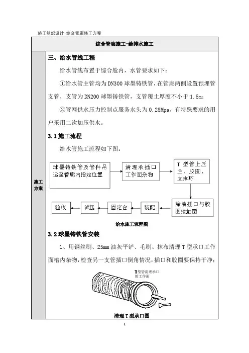 施工组织设计整理-综合管廊施工3-给排水施工