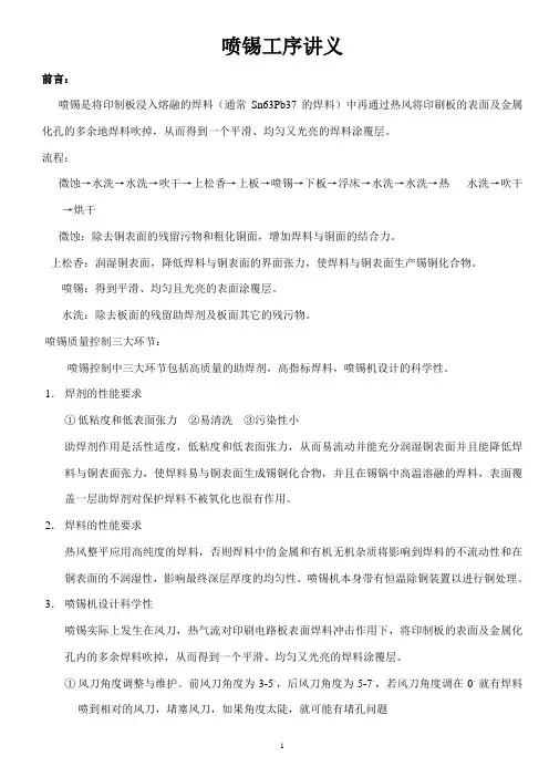 喷锡工序讲义
