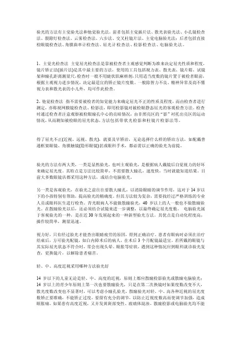 验光的方法有主觉验光法和他觉验光法[最新]