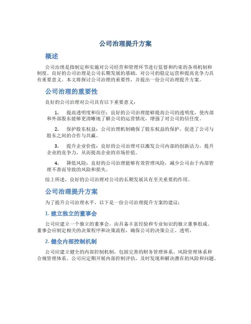 公司治理提升方案