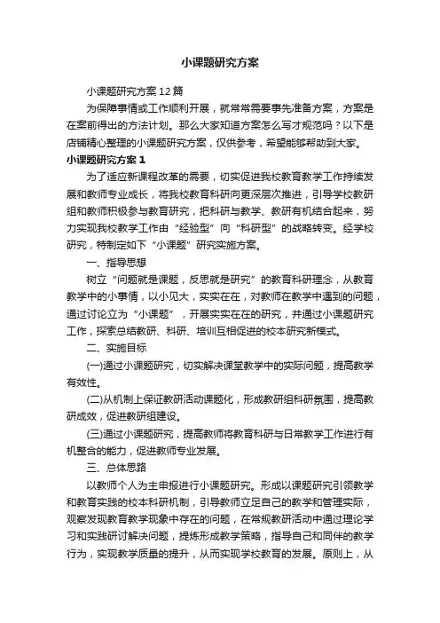 小课题研究方案